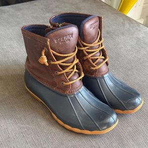 Sperry Brown and Navy Rubber Boots